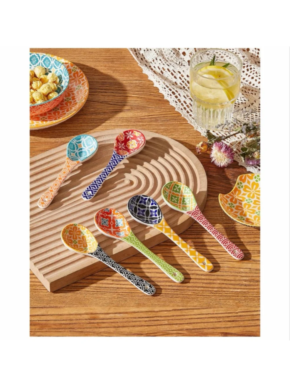 NEW Ceramic Small Serving Spoons Colorful Soup Spoon Set dishwasher safe